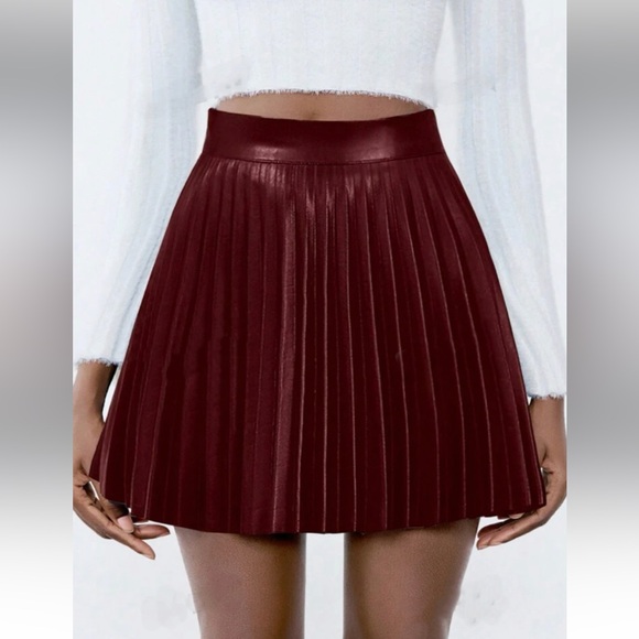 Sporty Midiskirt burgundy vegan Leather